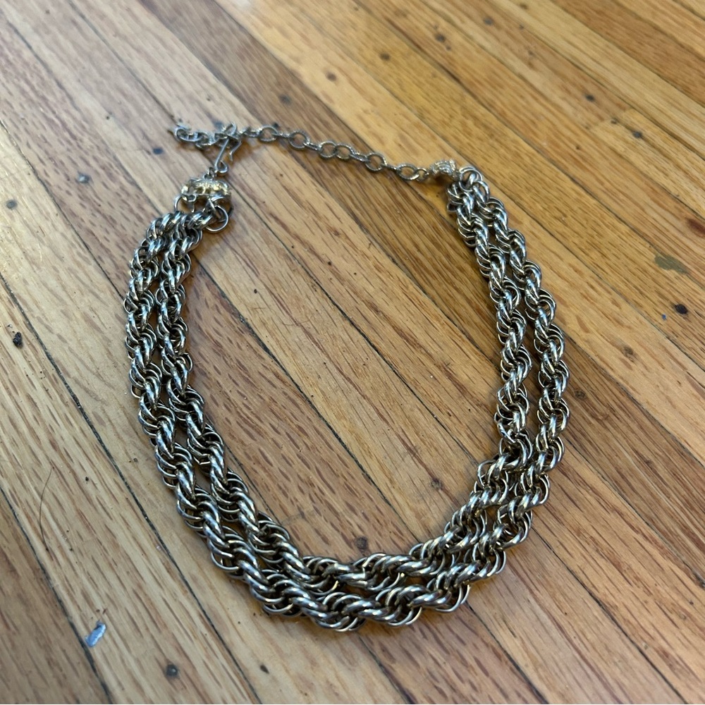 Gold double chain necklace